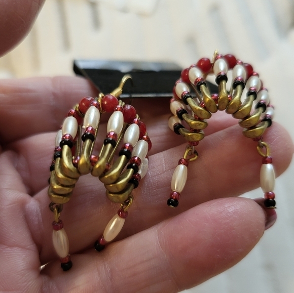 Pair of Native American style Earrings Headdress Hand made - Picture 5 of 10